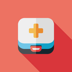 first aid kit flat icon with long shadow