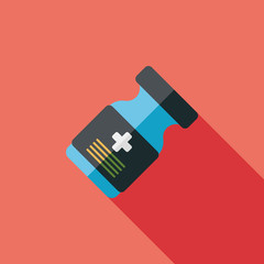 Medical Bottle flat icon with long shadow