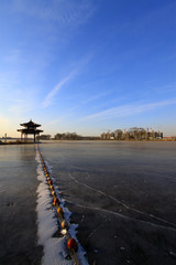 river scenery in a park in winter