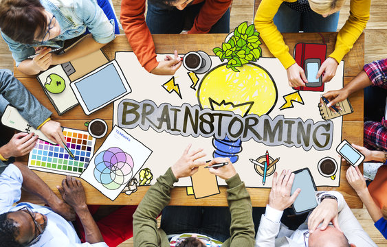 People with Brainstorming Photo Illustrations