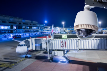 CCTV camera or surveillance operating in airport