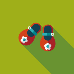 baby booties flat icon with long shadow