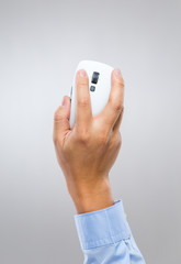 Businessman hand holding computer mouse