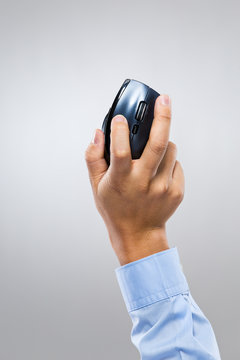 Businessman hand click on mouse