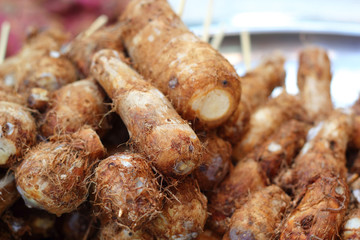 Boiled taro in the market