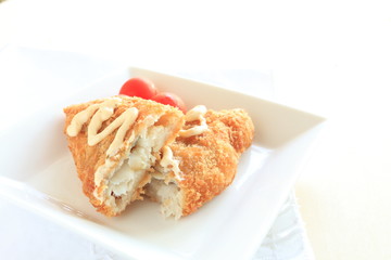 Fillet o fish deep fried with breadcrumbs