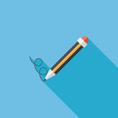 Pencil flat icon with long shadow,eps10