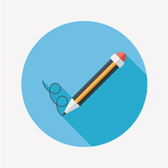 Pencil flat icon with long shadow,eps10