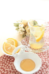 Japanese Yuzu and honey water for winter healthy drink image