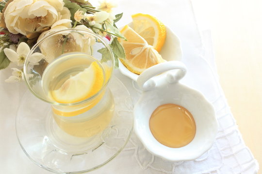 Japanese Yuzu and honey water for winter healthy drink image