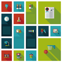 back to school flat ui background set, eps10