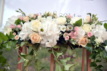 Life event with  bouquet of roses