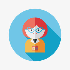 businesswoman flat icon with long shadow,eps10