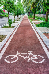 Bicycle road sign on bicycle lane