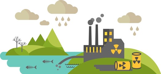 Panoramic landscape with concept pollution