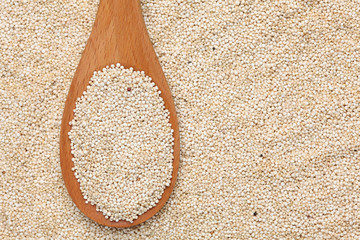 Quinoa in a wooden spoon