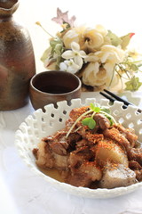 Japanese food, simmered beef and radish