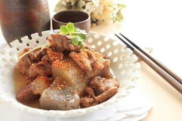 Japanese food, simmered beef and radish