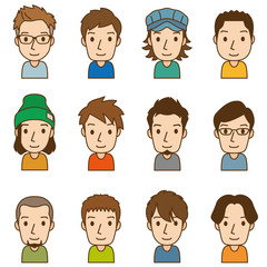 顔　セット　若い男性