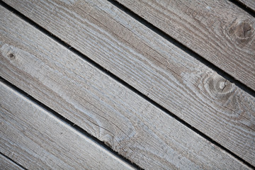 Close up of old wooden boards diagonally