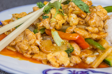 Thai dish with chicken, lemongrass and coconut milk