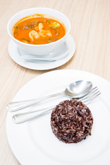 hot and sour soup with Brown rice