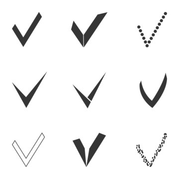 set of different grey and white check marks