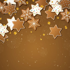 Vector Christmas Background with Gingerbread Cookies