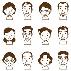 顔　セット　中年男女