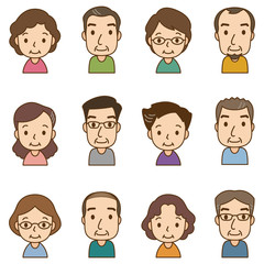 顔　セット　中年男女