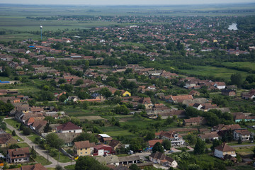 Arial view over small village