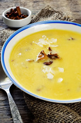 pumpkin soup with chanterelles