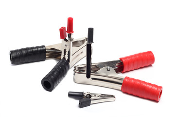 electric clamps of different sizes of red and black