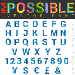 ABC Font impossible letters vector design. Alphabet logo
