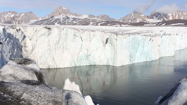 Ice calving from the tidewater glacier - Arctic, Spitsbergen