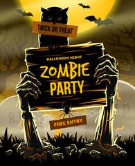 Fototapeta premium Halloween vector illustration - invitation to zombie party