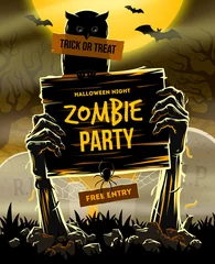 Tragetasche Halloween vector illustration - invitation to zombie party © sergo77