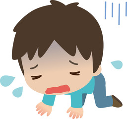 挫折して膝をつく男性