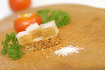 Sandwich with salted lard and tomato