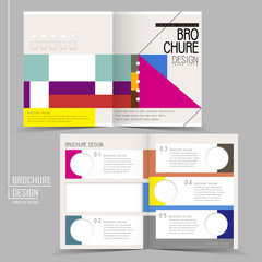 colorful modern geometric style half-fold template brochure