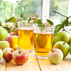 Apfelsaft mit frischen Aepfeln