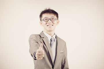 Successful young business man of Asian, full length portrait iso