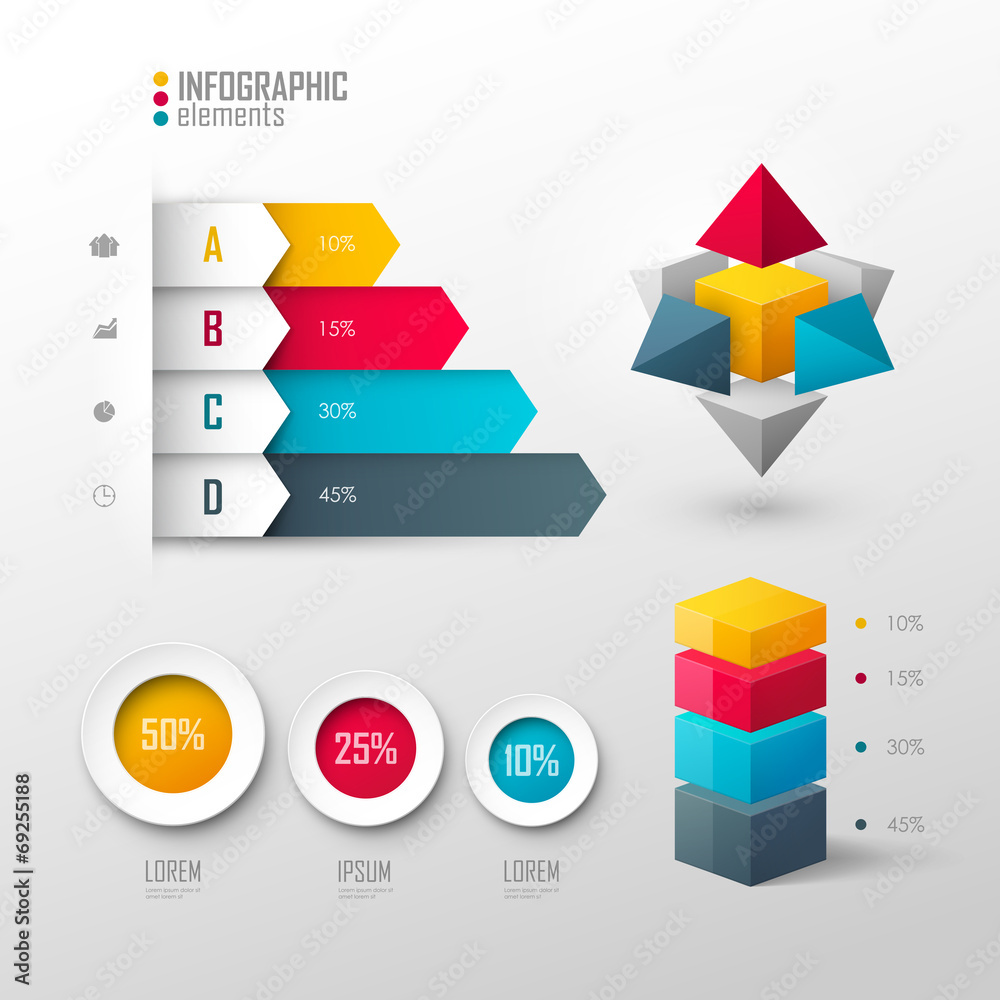 Wall mural set of vector design elements for infographic or presentation