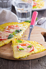 Healthy pizza on cauliflower crust