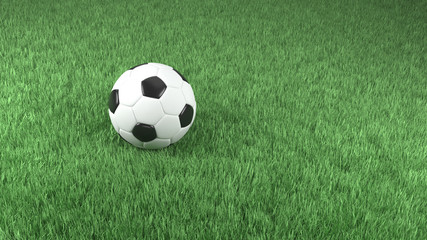 Fototapeta premium Realistic 3d rendering of a football on green grass