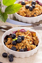Peach and blueberry summer crumble