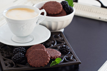 Chocolate cookies with coffee