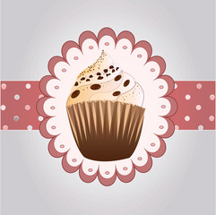 coffe cupcake on the grey background