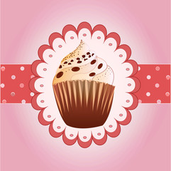 cranberries cupcake on the pink background