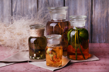 Bottles of herbal tincture